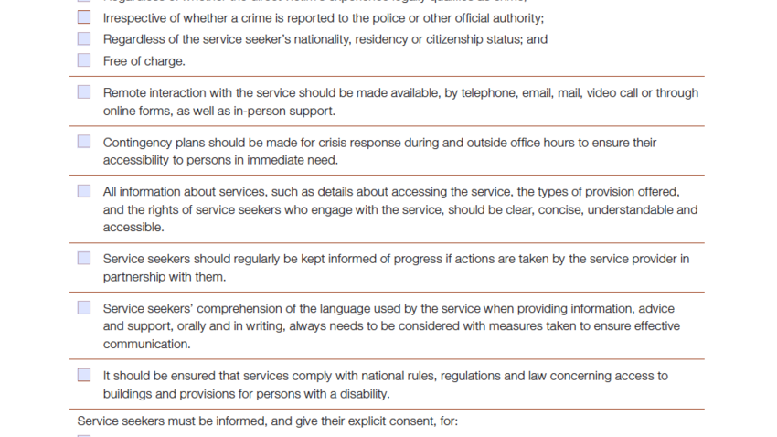 Checklist of Model Quality Standards for specialist hate crime victim ...