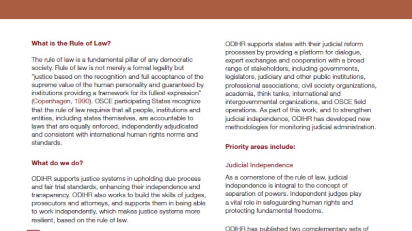 ODIHR and the Rule of Law | OSCE Office for Democratic Institutions and ...