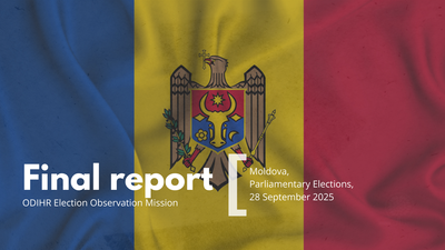 Moldova flag with national emblem, text overlay reads "Final report, Moldova, Parliamentary Elections, 25 September 2025."