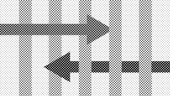 Graphic of two arrows opposing eachother.