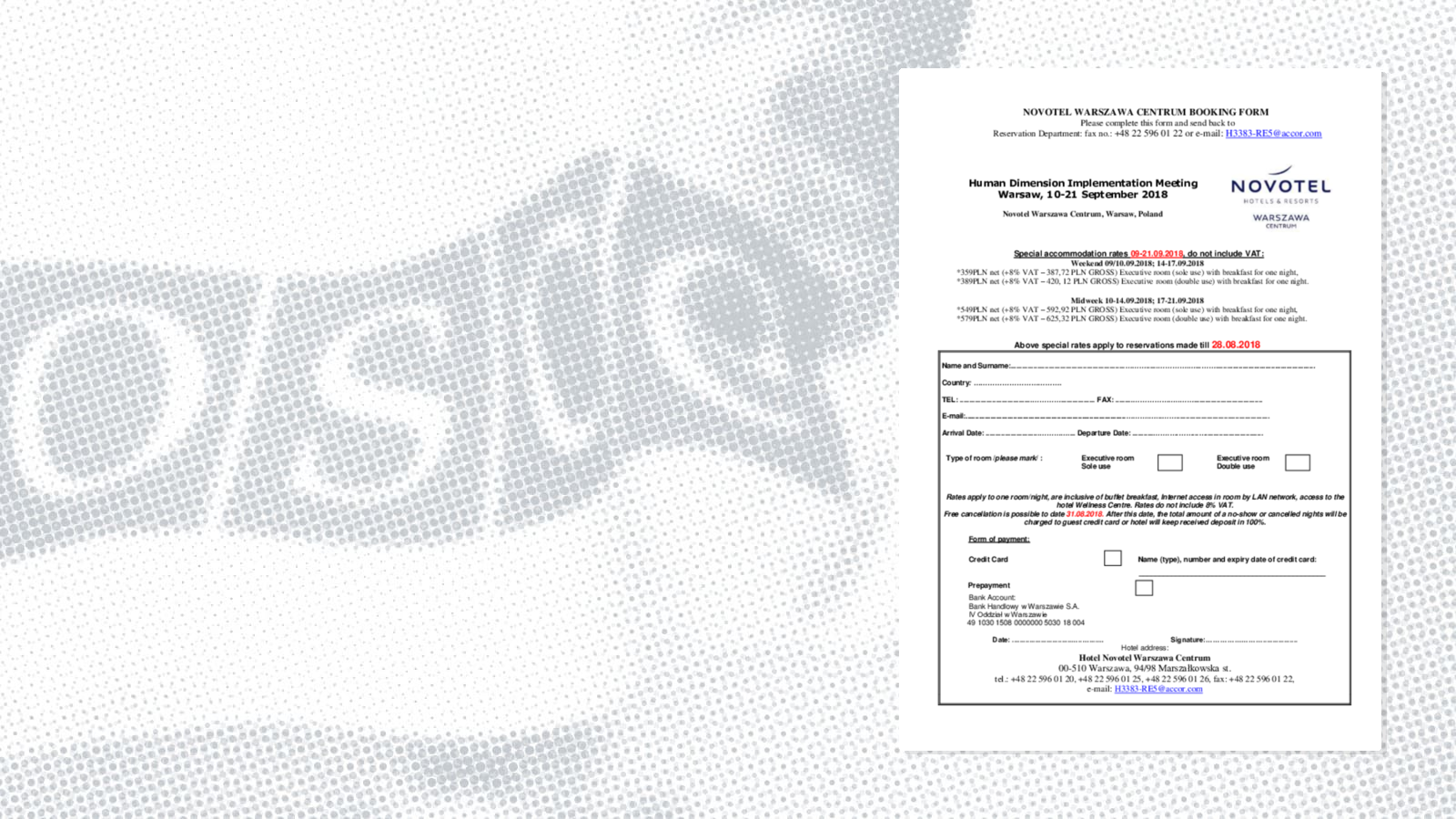 Novotel Warszawa Centrum: 2018 Human Dimension Implementation Meeting Novotel Warszawa Centrum: 2018 Human Dimension Implementation Meeting