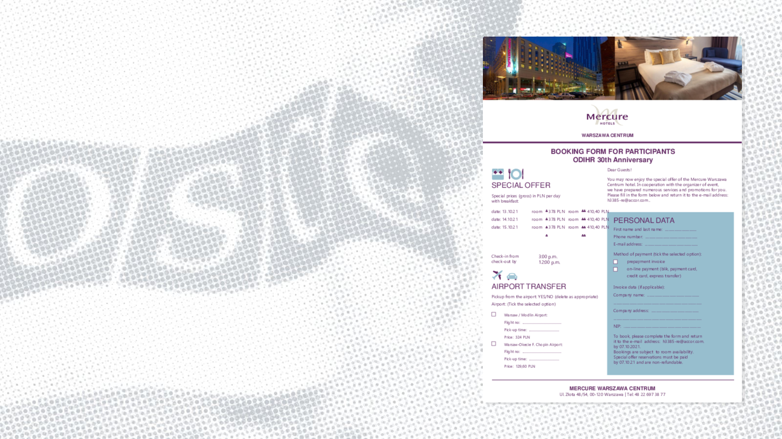 Hotel Mercure Reservation Form