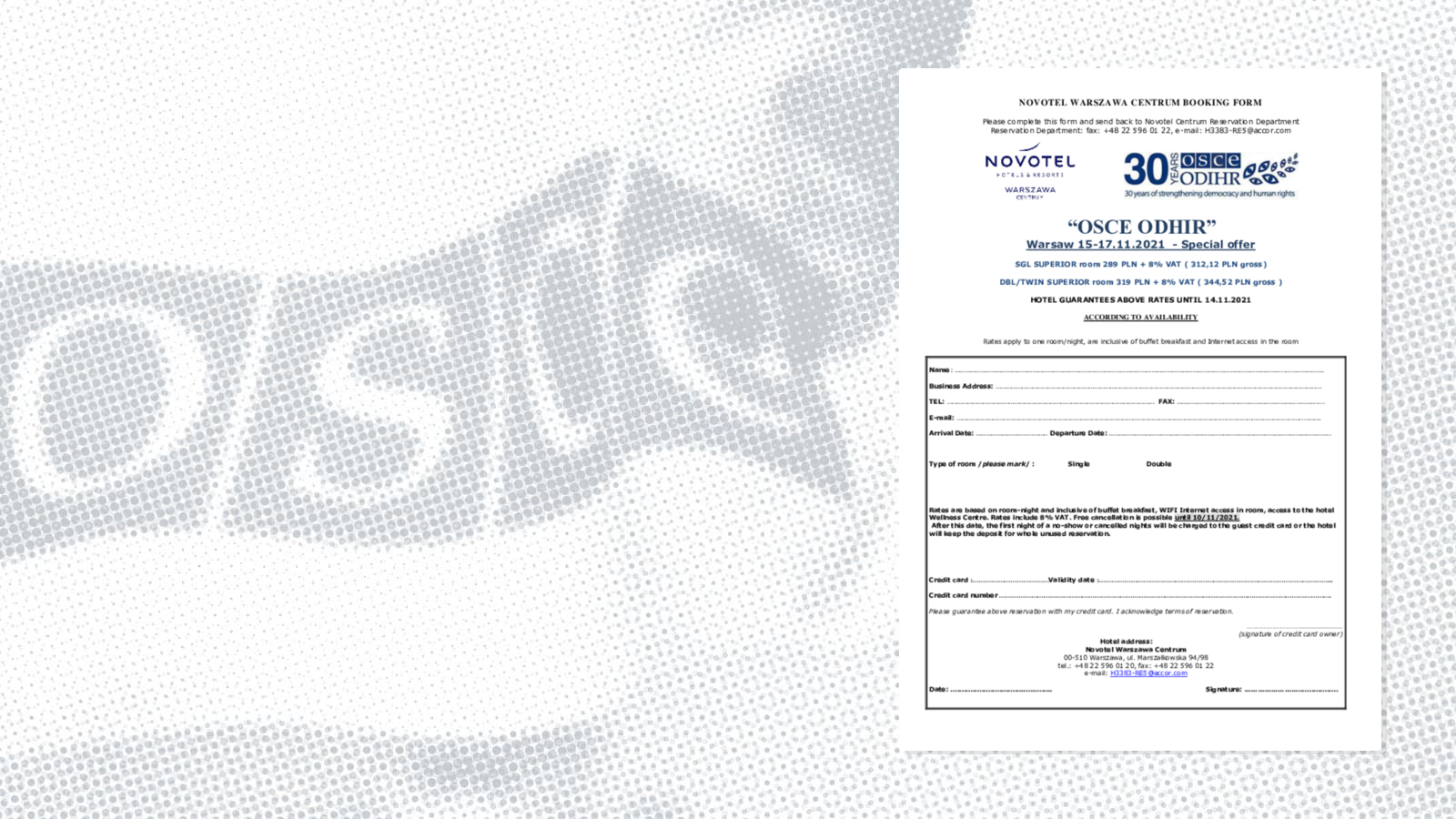 Novotel Registration Form Novotel Registration Form