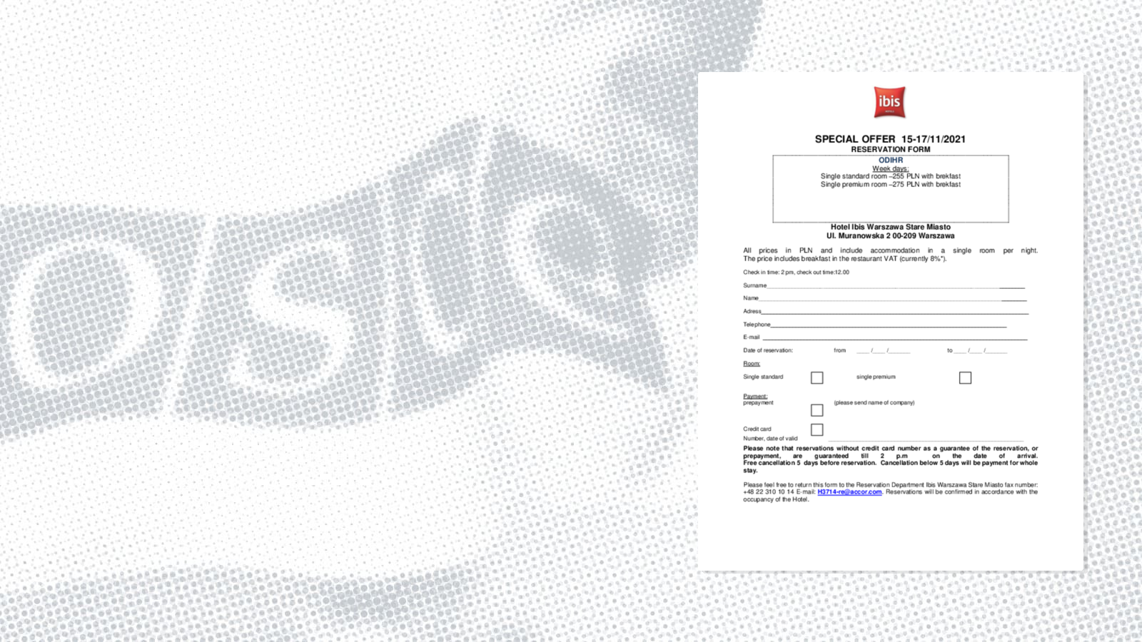 Ibis Registration Form Ibis Registration Form
