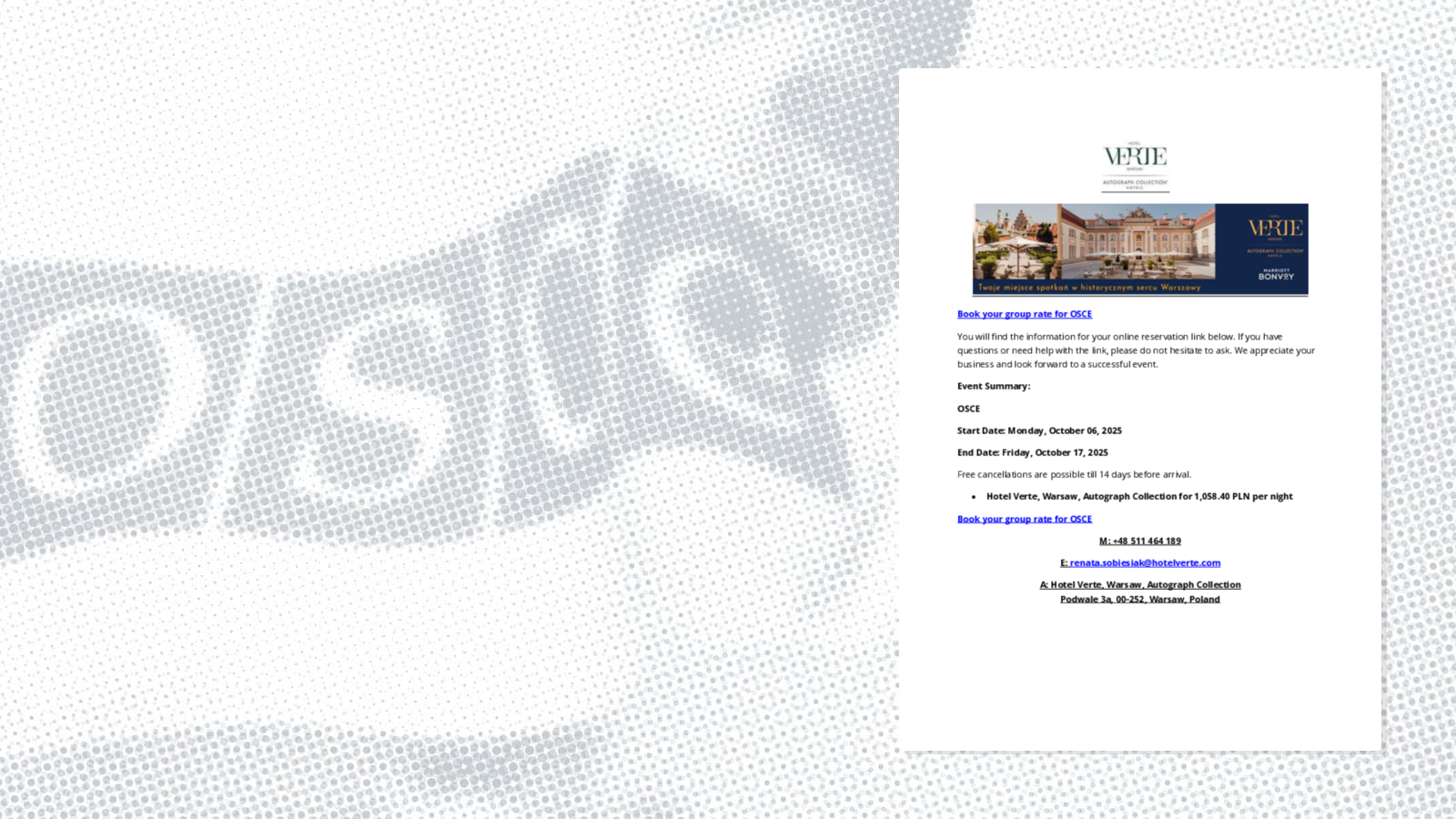 Hotel Verte - Booking Form, 2025 Hotel Verte - Booking Form, 2025