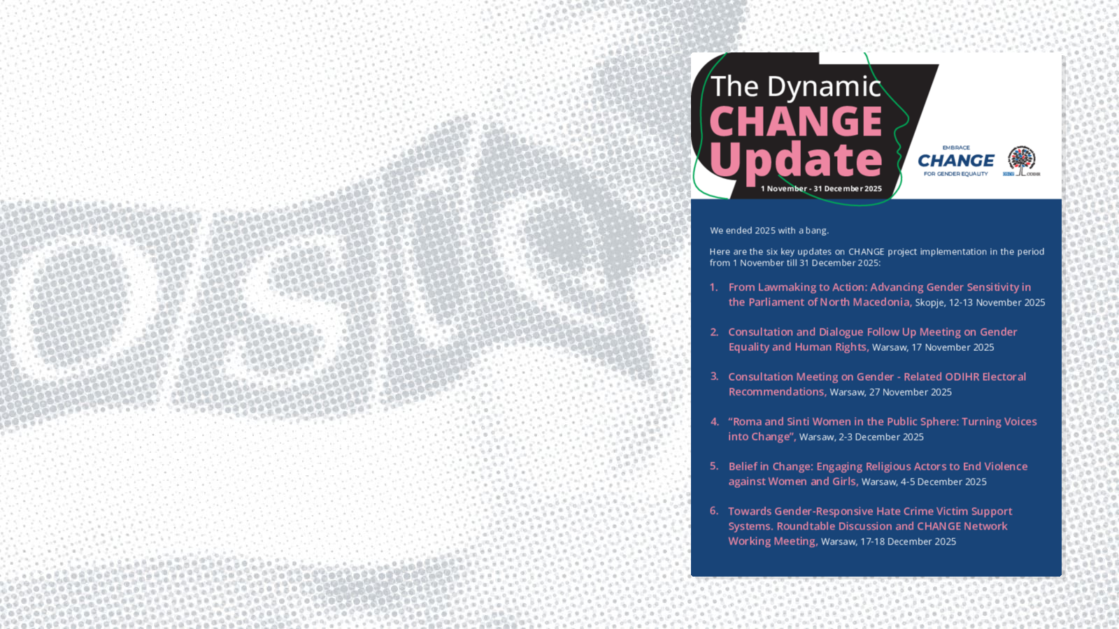 CHANGE Update CHANGE Update
