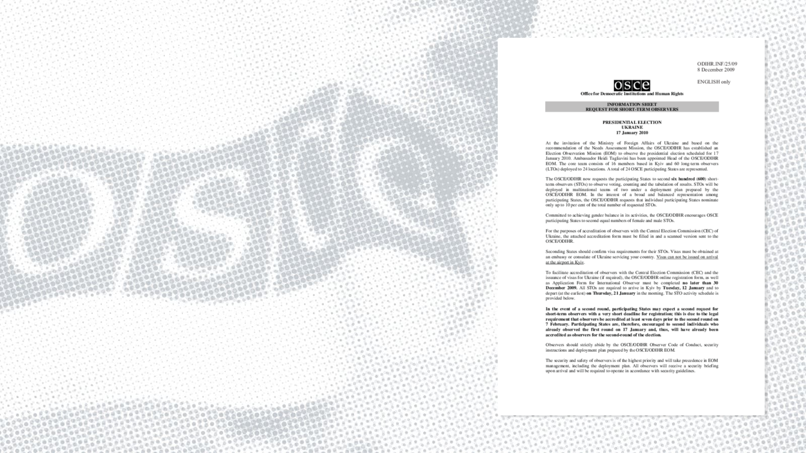 Request for short-term observers Request for short-term observers