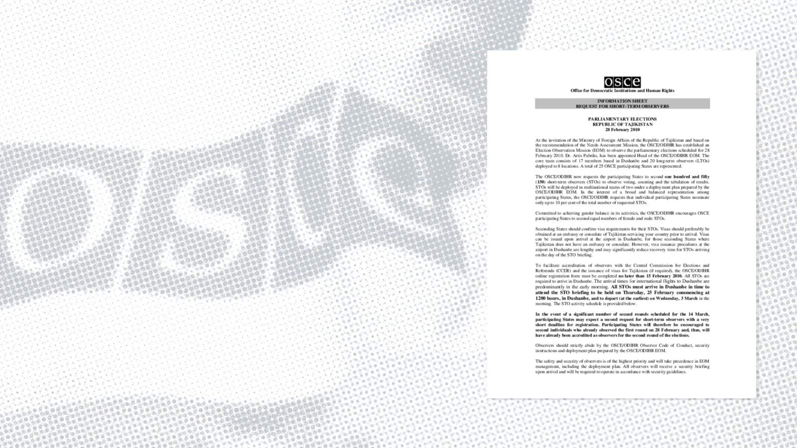 Request for short-term observers