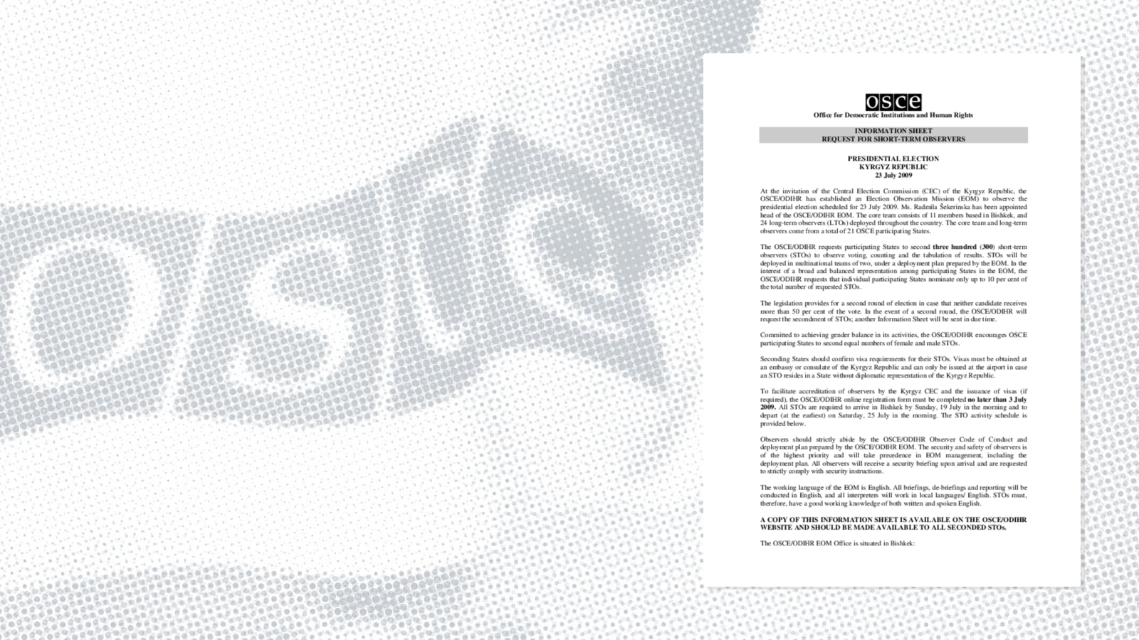 Request for short-term observers