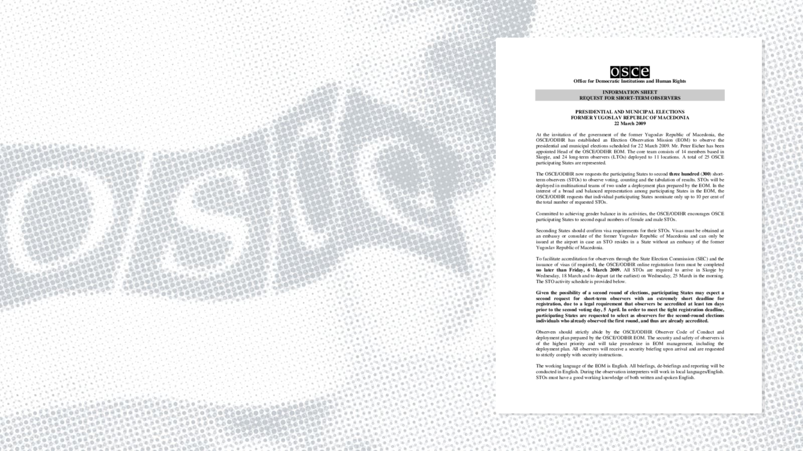 Request for short-term observers