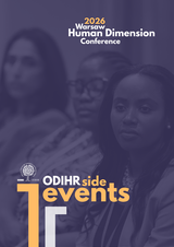 Three women sit attentively, one in focus in the foreground. Blue overlay with event text.