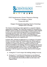 Session 1, Hungary: Discrimination Regarding Church of Scientology, Budapest Place of Worship