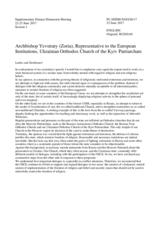 Session 2, Statement by Archbishop Yevstraty Zoria 