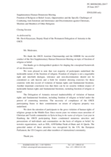 Closing Session, Statement by Mr. Davit Knyazyan, Deputy Head of the Permanent Delegation of Armenia to the OSCE