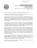 US Statement at the HDIM Working Session 1 Freedom of Expression