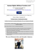 Freedom of expression, free media and information: The case of Adamescu in Romania