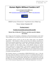 Russia Ban of Jehovah&rsquo;s Witnesses and other peaceful religious movements