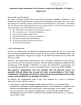 Statement on the amendment of the electoral system in the Republic of Moldova