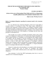 Reply of Azerbaijani delegation regarding the statement made by the Armenian delegation