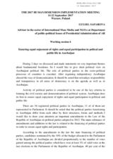 Ensuring equal enjoyment of rights and equal participation in political and public life in Azerbaijan