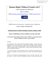 Russia: 170,000 Russian citizens forbidden to practice their faith