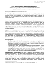 Statement by Kazakhstan Feminist Initiative &lsquo;Feminita&rsquo;