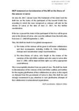 IGCP statement on Consideration of the Bill on the Starus of the veteran in Latvia