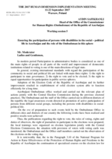 Ensuring the participation of persons with disabilities in the social and political life in Azerbaijan and the role of the Ombudsman in this sphere