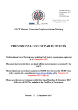 Provisional List of Participants