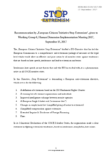 Recommendation by "European Citizens&rsquo; Initiative Stop Extremism"