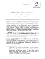 The work of the European Committee for the prevention of torture and inhuman or degrading treatment or punishment (CPT)