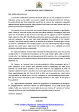 Speech on protection of human rights in Tajikistan