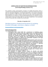 Compilation of written recommendations covering working sessions 6-9