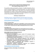 Compilation of written recommendations covering working sessions 14-17