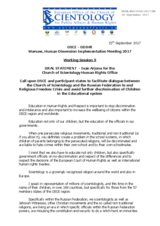 Statement by the Church of Scientology - Russian Federation