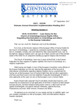 Statement by the Church of Scientology - Russian Federation