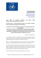 Statement of the European Federation for Freedom of Belief (FOB)
