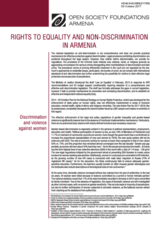 Rights to Equality and Non-Discrimination in Armenia