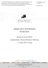 Session 1, Statement on Jehovah's Witnesses in Russia