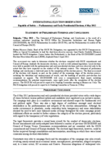 Serbia, Parliamentary and Early Presidential Elections, 6 May 2012: Statement of Preliminary Findings and Conclusions