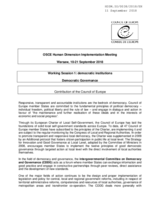 Contribution by the Council of Europe