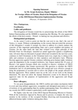 Opening Statement by Mr. Sergiy Kyslytsya, Deputy Minister for Foreign Affairs of Ukraine