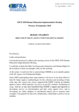 Key Note speech of the Director of the EU Agency for Fundamental Rights