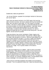 Speech by the Azerbaijan Institute for Democracy and Human Rights