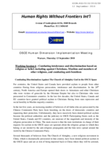 Combating Discrimination Against The Church of Almighty God in the OSCE Space