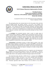 Statement by the United States of America for Working Session 1