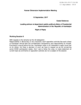 Right of Reply by the Azerbaijani Delegation