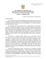 Statement by the Holy See