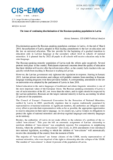 The issue of continuing discrimination of the Russian-speaking population in Latvia