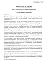 Right of Reply by Romania